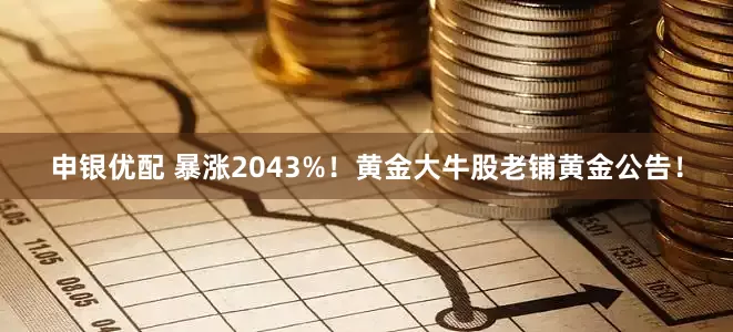 申银优配 暴涨2043%！黄金大牛股老铺黄金公告！